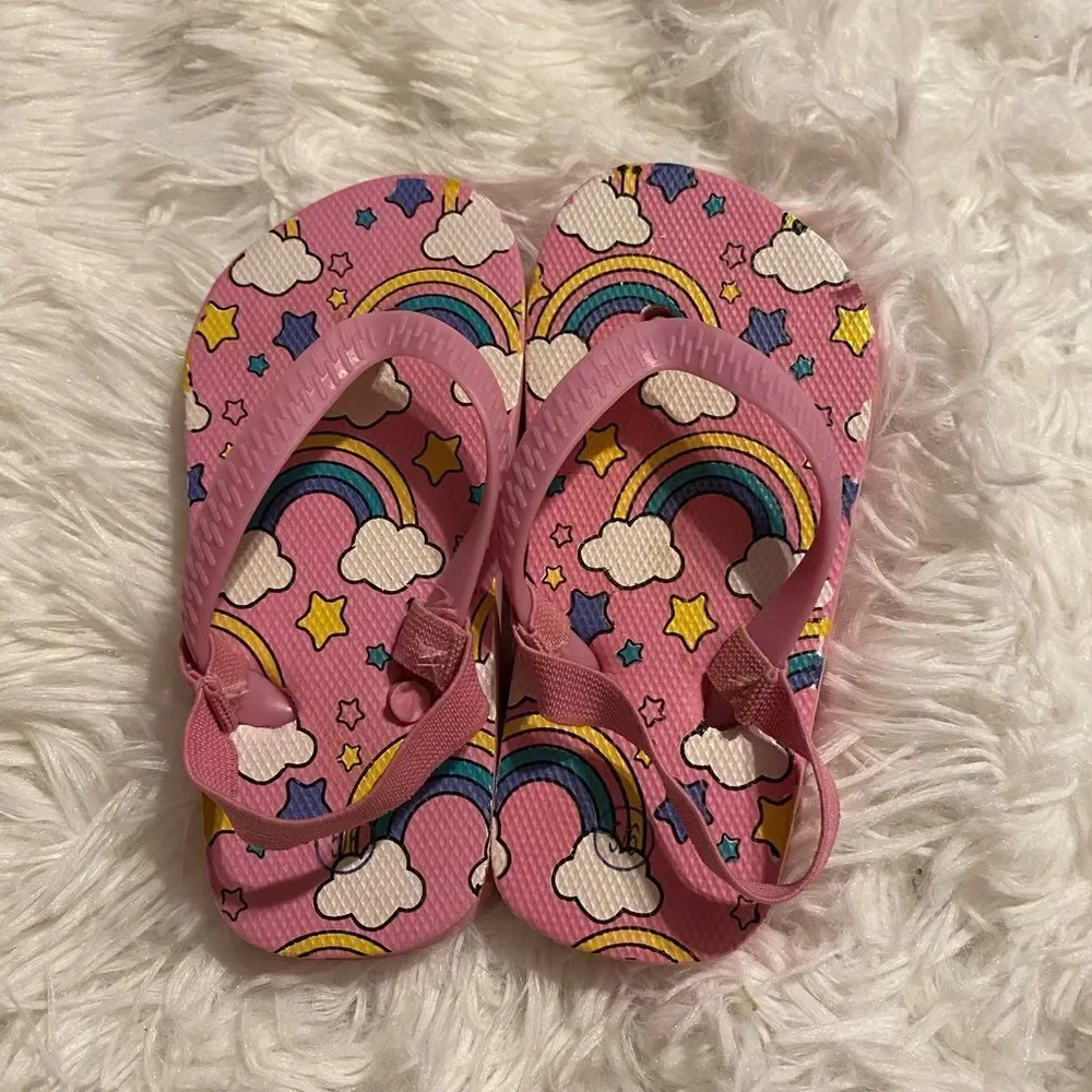 Pink Rainbow Toddler Flip Flops Size 5/6